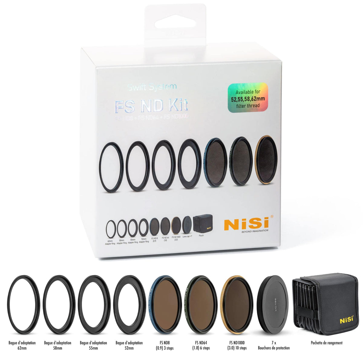Kit NiSi SWIFT Filtres ND FS ND8 (3 Stops) + ND64 (6 Stops) + ND1000 (10 Stops)